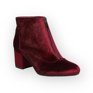 new Circus Sam Edelman ❁ Vanessa Zipper Velvet Ankle Boot Booties ❁ Burgundy ❁ 6